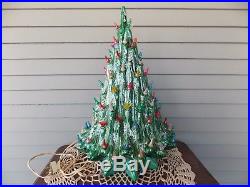 Vintage 19 1/2 Tall Atlantic Mold Ceramic Lighted Christmas Tree Star Base