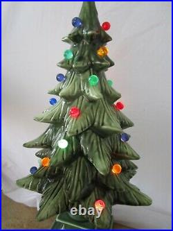Vintage 19.25 1960 Collectors Pedestal Ceramic Christmas Tree Colored Lights