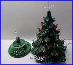 Vintage 19 ATLANTIC MOLD Green Ceramic Christmas Tree with Bulbs & Star