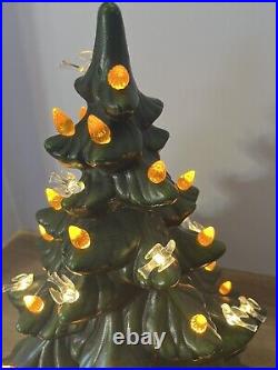 Vintage 19 Atlantic Mold Ceramic Christmas Tree With Lights +Birds