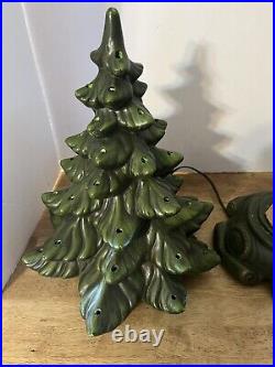 Vintage 19 Atlantic Mold Ceramic Christmas Tree With Lights +Birds