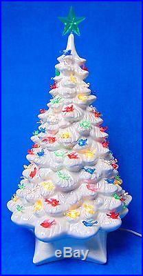 Vintage 19 BEAUTIFUL Lighted Pearlescent Ceramic Christmas Tree Birds Music Box