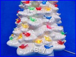 Vintage 19 BEAUTIFUL Lighted Pearlescent Ceramic Christmas Tree Birds Music Box