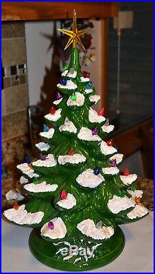 Vintage 19 Ceramic Christmas Tree Light, Lamp, Snow Covered Branches Holly Base
