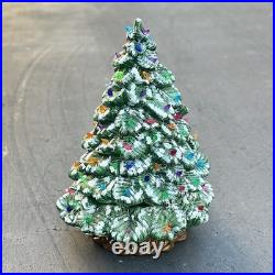 Vintage 19 Christmas Tree Ceramic Mold Green Snow 3 Piece Light Birds & Bulbs