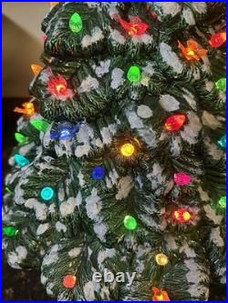 Vintage 19 Christmas Tree Ceramic Mold Green Snow 3 Piece Light Birds & Bulbs