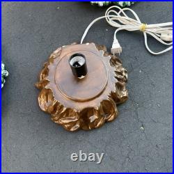 Vintage 19 Christmas Tree Ceramic Mold Green Snow 3 Piece Light Birds & Bulbs