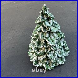 Vintage 19 Christmas Tree Ceramic Mold Green Snow 3 Piece Light Birds & Bulbs