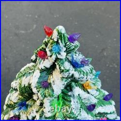 Vintage 19 Christmas Tree Ceramic Mold Green Snow 3 Piece Light Birds & Bulbs