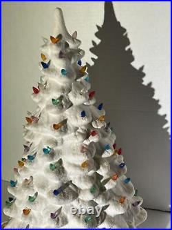 Vintage 19 HOLLAND MOLD WHITE CERAMIC Decorated Electric Light CHRISTMAS Tree