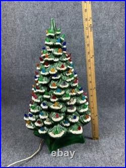 Vintage 19 Holland Mold Ceramic Christmas Tree Lighted with Multicolor Bulbs
