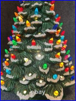 Vintage 19 Holland Mold Ceramic Christmas Tree Lighted with Multicolor Bulbs