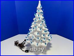 Vintage 19 Pearl White Ceramic Light Christmas Tree with Music Box