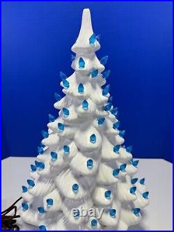 Vintage 19 Pearl White Ceramic Light Christmas Tree with Music Box