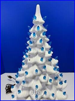 Vintage 19 Pearl White Ceramic Light Christmas Tree with Music Box