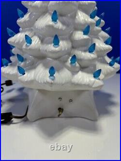 Vintage 19 Pearl White Ceramic Light Christmas Tree with Music Box