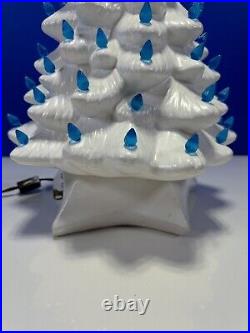 Vintage 19 Pearl White Ceramic Light Christmas Tree with Music Box