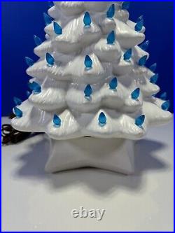 Vintage 19 Pearl White Ceramic Light Christmas Tree with Music Box