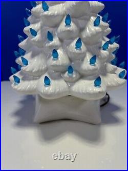 Vintage 19 Pearl White Ceramic Light Christmas Tree with Music Box