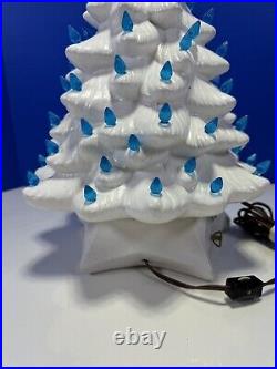 Vintage 19 Pearl White Ceramic Light Christmas Tree with Music Box