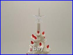 Vintage 19 WHITE Lighted Musical SILENT NIGHT Ceramic Christmas Tree w bulbs