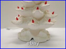 Vintage 19 WHITE Lighted Musical SILENT NIGHT Ceramic Christmas Tree w bulbs