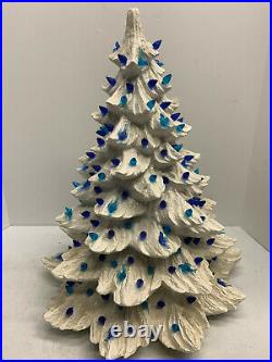 Vintage 19 x 16 White Holland Mold Lighted Ceramic Christmas Tree