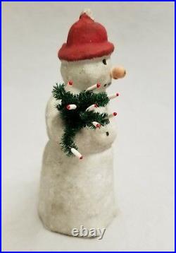 Vintage 1920's Paper Mache Snowman with Tree 7 Tall Germany