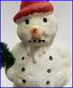 Vintage 1920's Paper Mache Snowman with Tree 7 Tall Germany