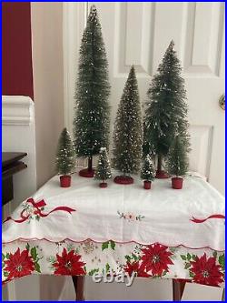 Vintage 1920s-50s Snow Flocked Bottle Brush Christmas Trees