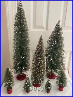 Vintage 1920s-50s Snow Flocked Bottle Brush Christmas Trees