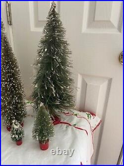 Vintage 1920s-50s Snow Flocked Bottle Brush Christmas Trees