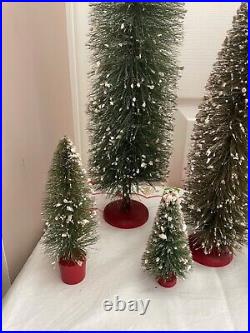 Vintage 1920s-50s Snow Flocked Bottle Brush Christmas Trees