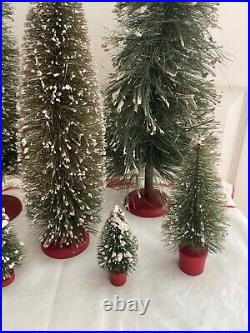 Vintage 1920s-50s Snow Flocked Bottle Brush Christmas Trees