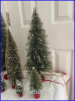 Vintage 1920s-50s Snow Flocked Bottle Brush Christmas Trees