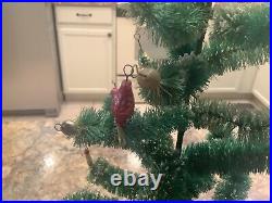 Vintage 1940's Bottle Brush Christmas Tree with Ornaments & Musical moving Stand