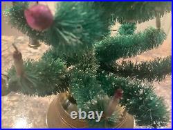 Vintage 1940's Bottle Brush Christmas Tree with Ornaments & Musical moving Stand