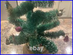 Vintage 1940's Bottle Brush Christmas Tree with Ornaments & Musical moving Stand