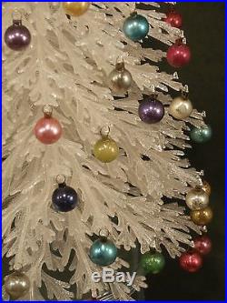 Vintage 1949 Plasco Plastic Christmas Tree with57 Orig Mercury Glass Ornaments-EXC