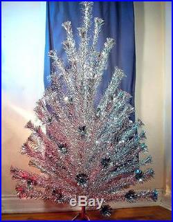 Vintage 1950's Aluminum Pom Pom Christmas Tree 6' THE SPARKLER 90 Branches Retro