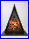 Vintage 1950's CHRISTMAS Tree Nativity Stained Glass Triangle Wood Music Box MCM