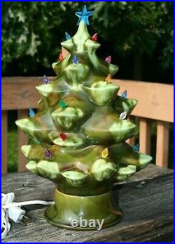 Vintage 1950's Mallory Jamar Ceramic Christmas Tree 14 1/2 3 Piece Very Rare