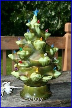Vintage 1950's Mallory Jamar Ceramic Christmas Tree 14 1/2 3 Piece Very Rare