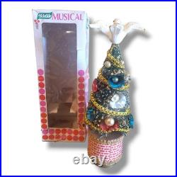 Vintage 1950's Musical Rotating Bottle Brush Christmas Tree In Box 15 Japan