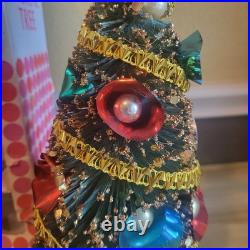 Vintage 1950's Musical Rotating Bottle Brush Christmas Tree In Box 15 Japan