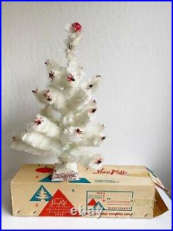 Vintage 1950's RARE Kirks 18 Snow Puff Flossed Glass White Christmas Tree