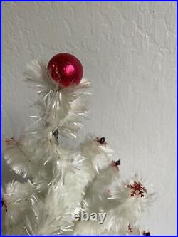 Vintage 1950's RARE Kirks 18 Snow Puff Flossed Glass White Christmas Tree