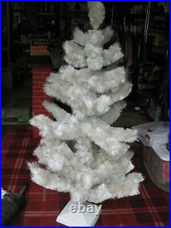 Vintage 1950's RARE Kirks 5 Foot Snow Puff Flossed Glass White Christmas Tree
