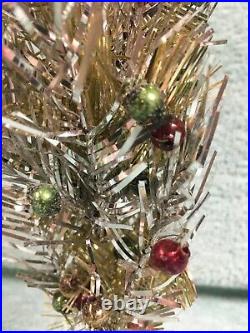 Vintage 1950's Silver Tinsel Table-Top Christmas Tree with Box Japan (12)