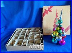 Vintage 1950s 12 Atomic Mid Century Modern Christmas Ball Tree in Box Sputnik